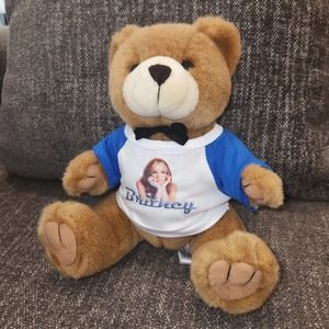 Vintage Teddy Bear With Britney Spears T Shirt Retro Britney Plush Stuffed RARE